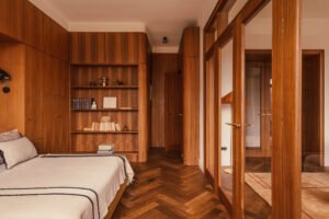 Modernist apartment renovation in Warsaw - bedroom
