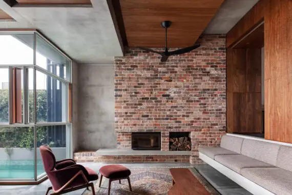 Home renovation Sydney contrasting materials - living room