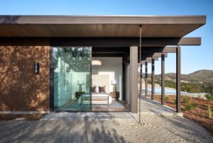 Modernist-Inspired Flat Roof Home in Sonoma Valley - bedroom from outside