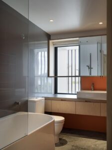 modernist house with contrasting materials Aukland - bathroom