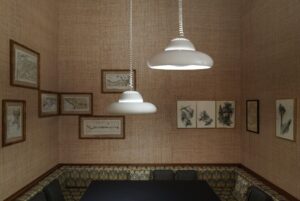 modern restaurant in Milan between 1970s and Japanese influences