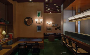 modern restaurant in Milan between 1970s and Japanese influences