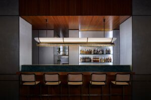 modern restaurant in Milan between 1970s and Japanese influences