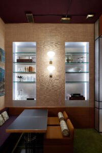 modern restaurant in Milan between 1970s and Japanese influences