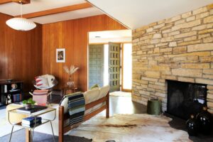 1960s midcentury home renovation in Wisconsin - living room