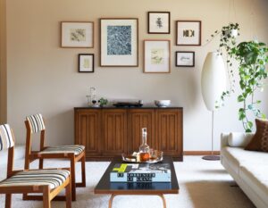 1960s midcentury home renovation in Wisconsin - living room