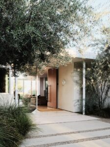 midcentury renovation in clear oak - entrance