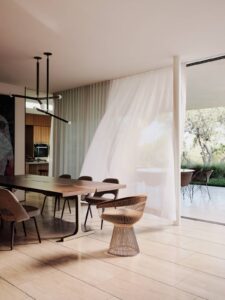 midcentury renovation in clear oak - living room