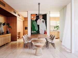 midcentury renovation in clear oak - dining room