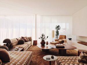 midcentury renovation in clear oak - living room