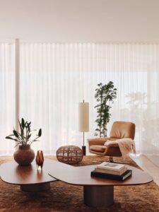 midcentury renovation in clear oak - living room