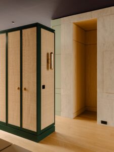 midcentury design reinterpretation in a berlin rooftop - entrance