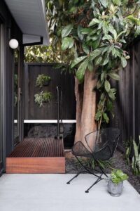 san jose eichler home transformation - outside shower