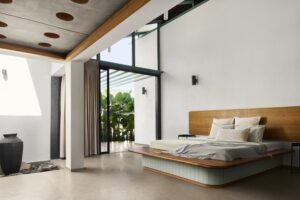 Open plan indoor-outdoor house - bedroom
