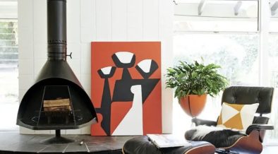Malm mid-century fireplace